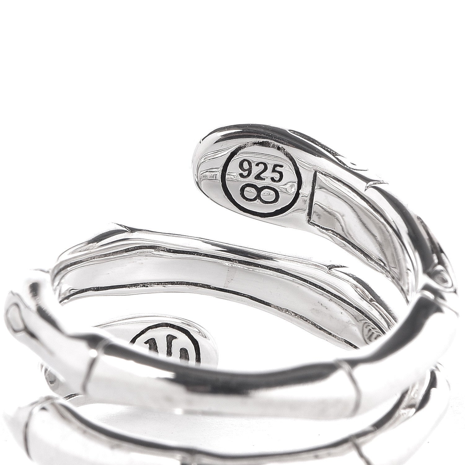 John Hardy Sterling Silver White Sapphire Bamboo Wrap Ring 52 6 5 of 6