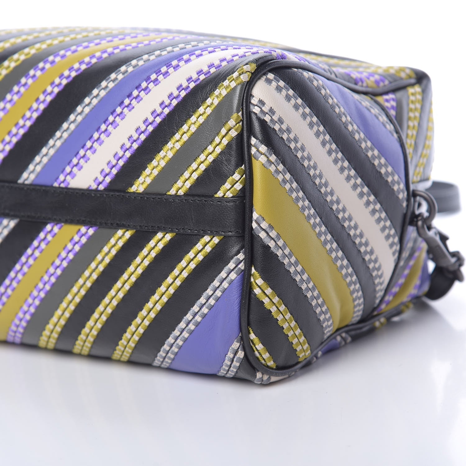 Bottega Veneta Nappa Diagonal Stripe Boston Lavender Black Multi 10 of 12