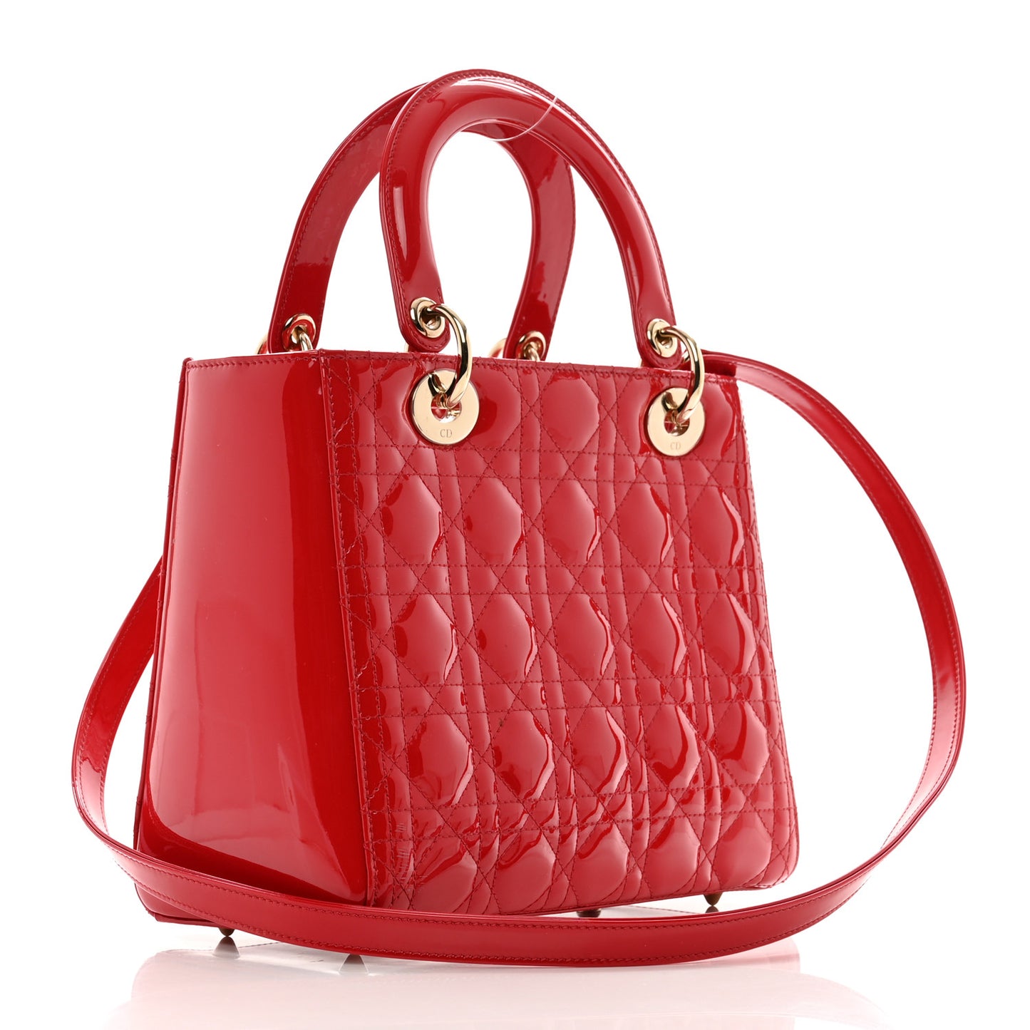 Patent Cannage Medium Lady Dior Red
