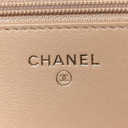Chanel Caviar Quilted CC Filigree Wallet On Chain WOC Beige Black 6 of 11