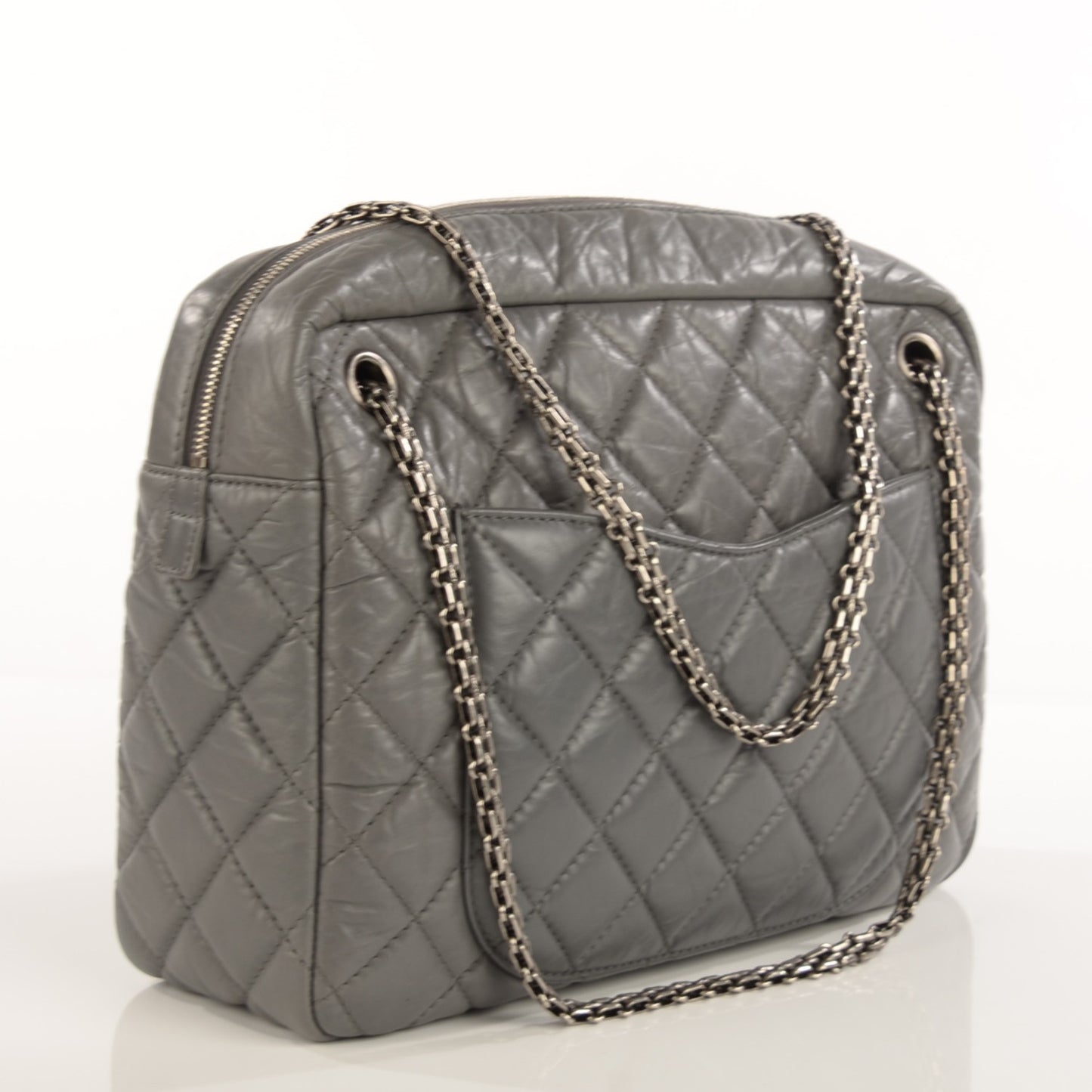 Aged Calfskin Quilted Large Reissue Camera Case Grey