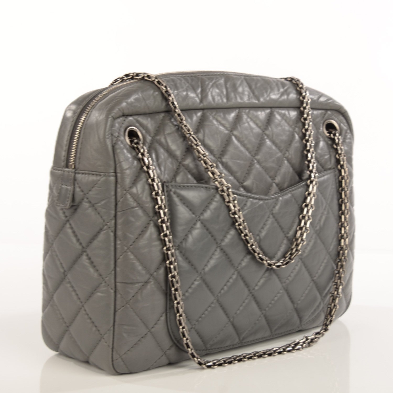Chanel Aged Calfskin Quilted Large Reissue Camera Case Grey 3 of 7
