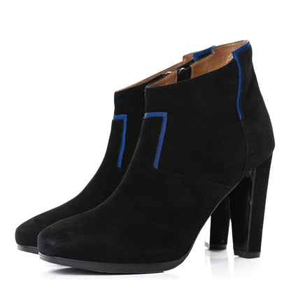 Hermes Suede Ankle Boots 38 Black Navy 3 of 10