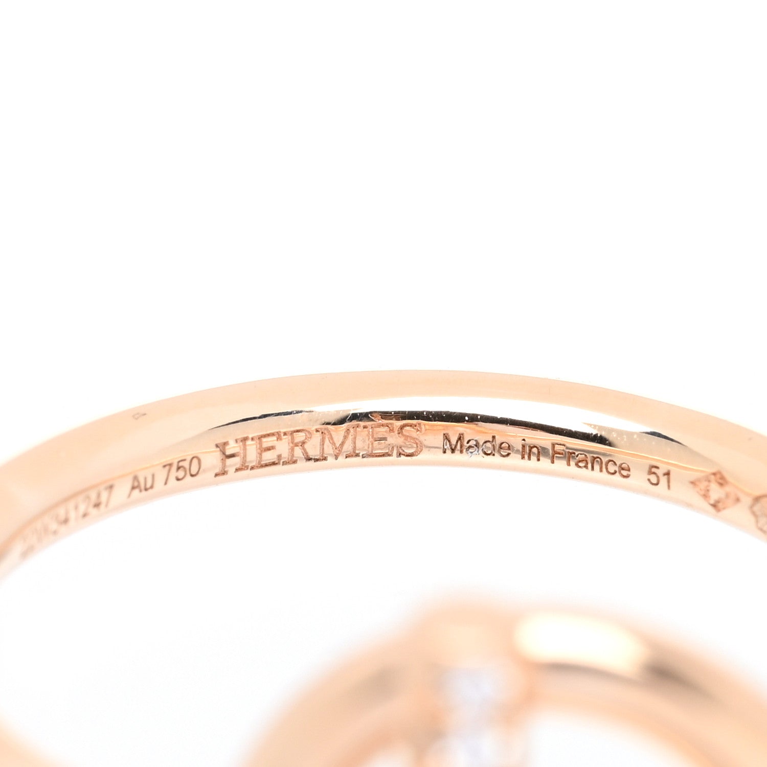 Hermes 18K Rose Gold Diamond PM Echappee Ring 51 5.75 4 of 5