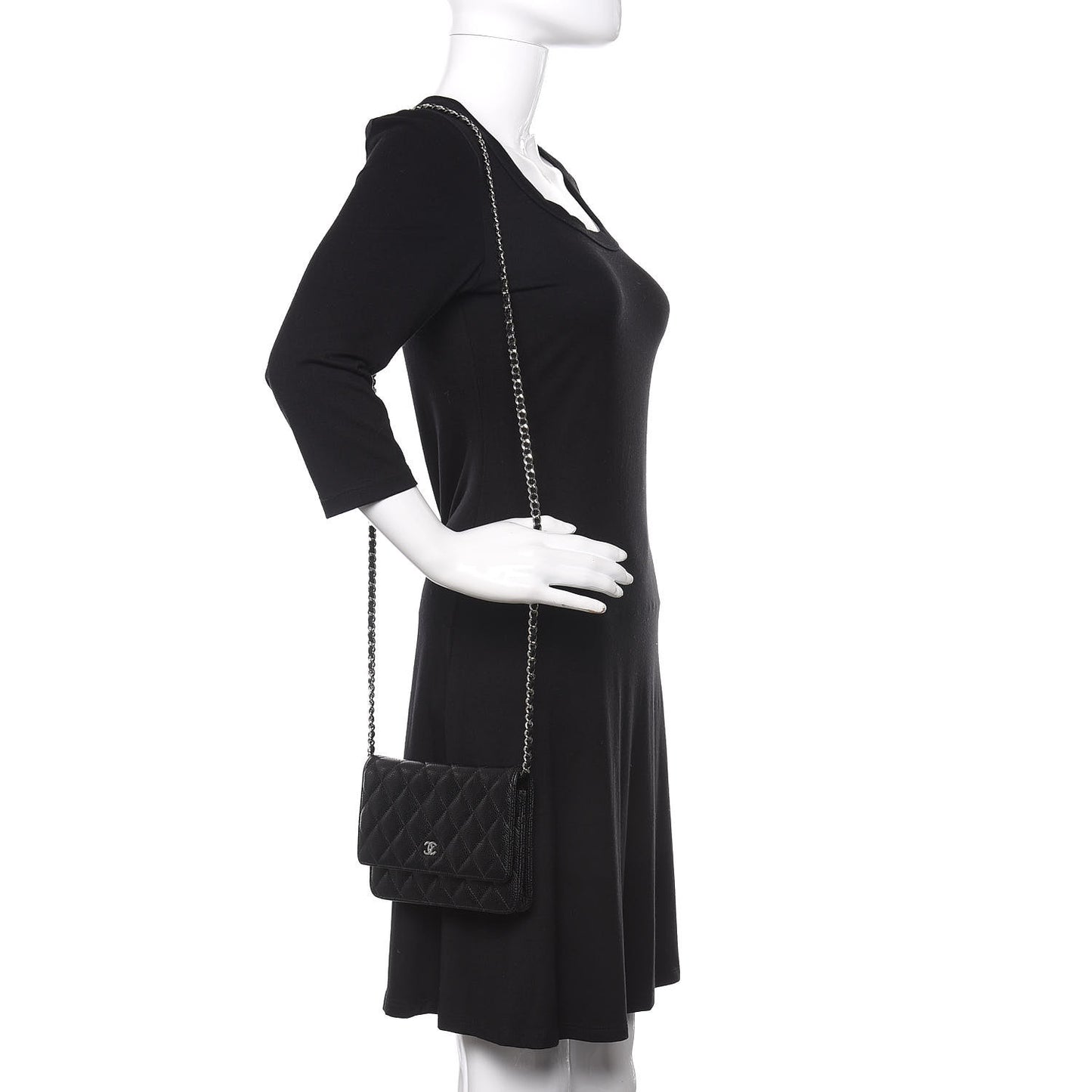 Caviar Quilted Wallet On Chain WOC Black