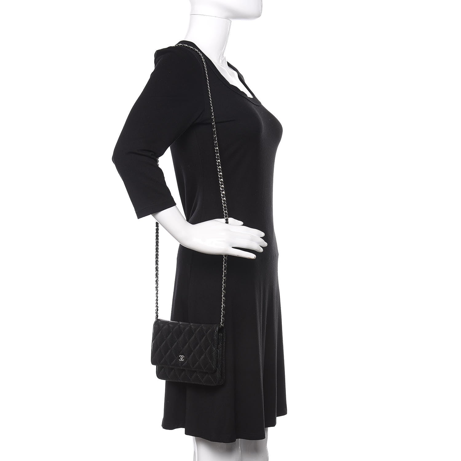 Chanel Caviar Quilted Wallet On Chain WOC Black 2 of 12