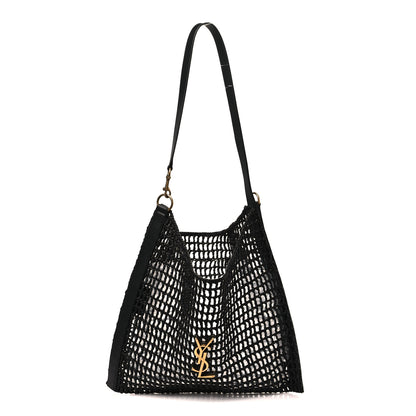 Saint Laurent Raffia Calfskin Oxalis Shoulder Bag Black 1 of 10