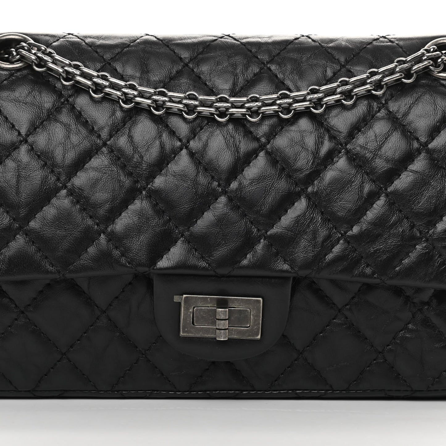 Aged Calfskin Quilted 2.55 Reissue 225 Flap Black