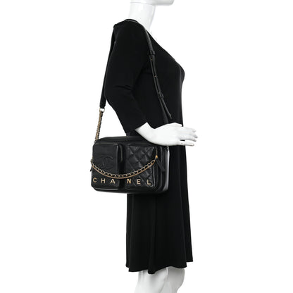 Chanel Calfskin Quilted Large Camera Case Black 2 of 10