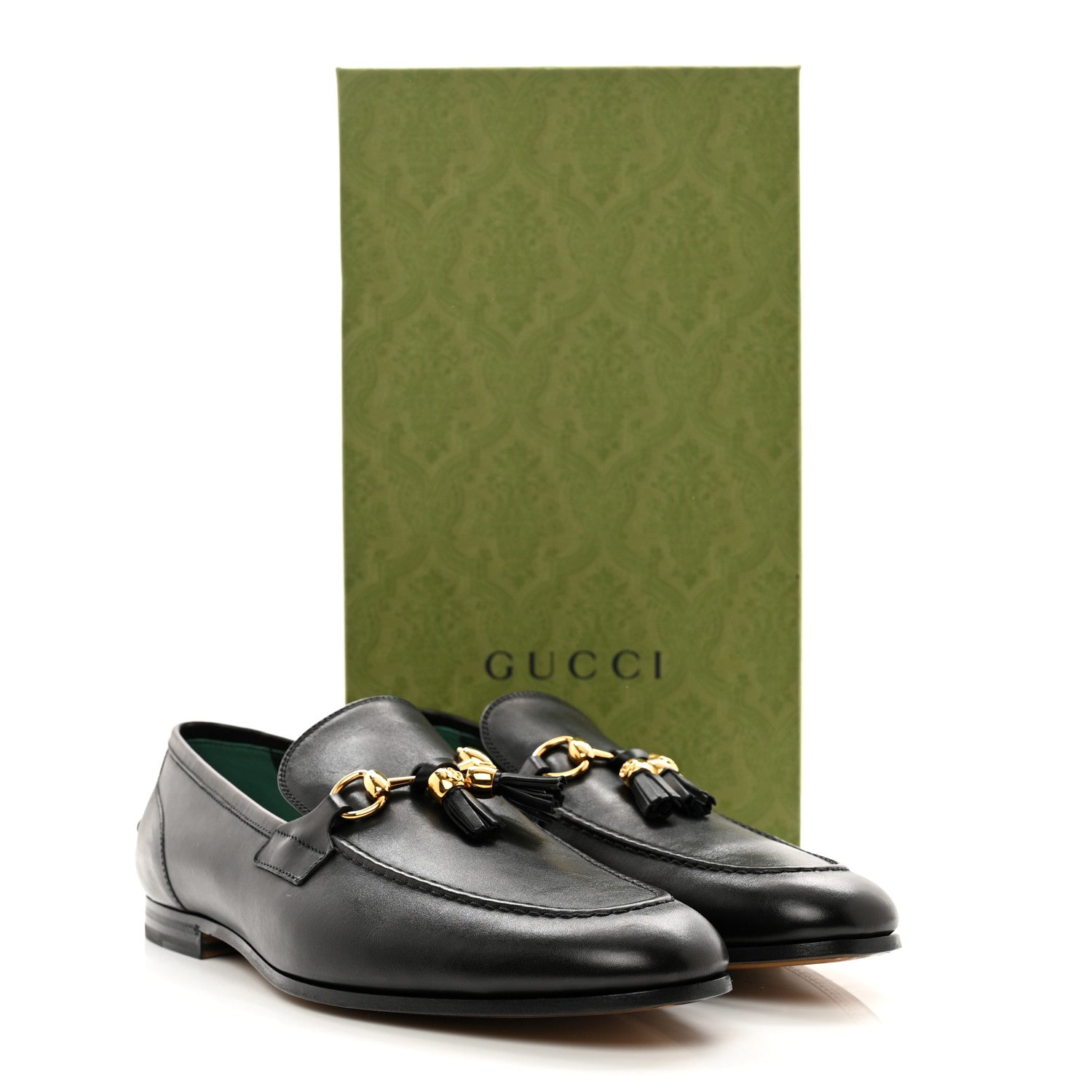 Gucci Calfskin Horsebit Mens Jordaan Tassel Loafers 11 Black 9 of 9
