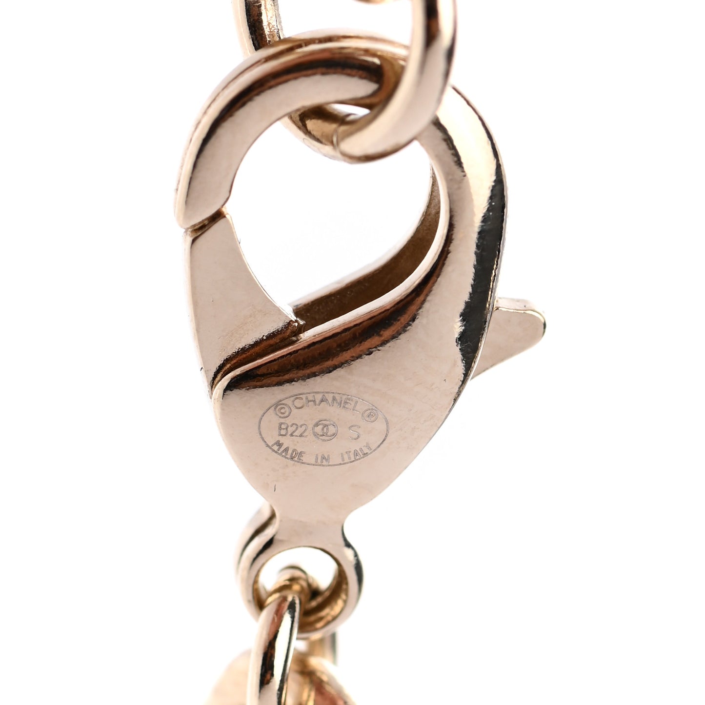 Metal Enamel Chain CC Choker Gold White