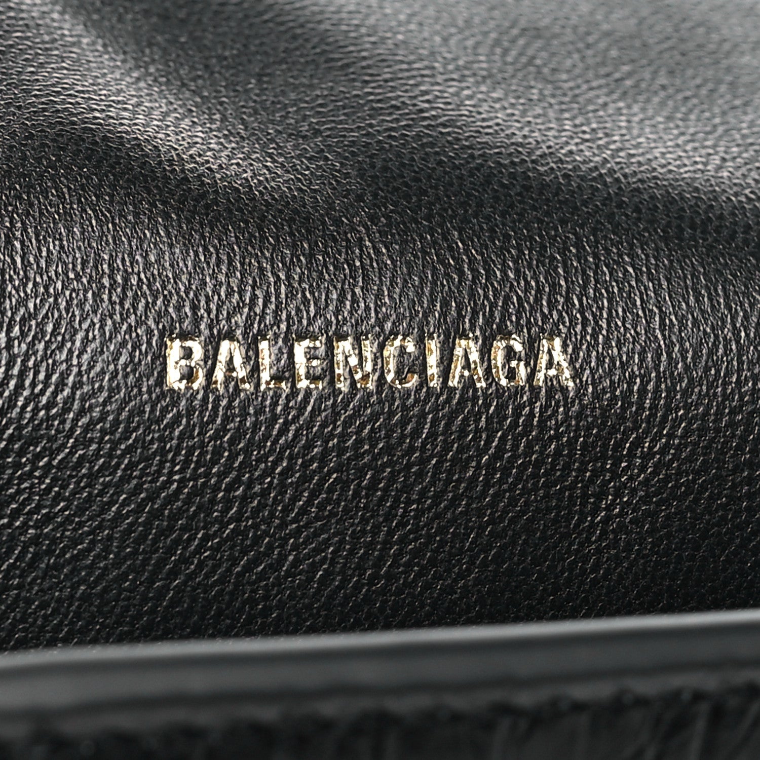 Balenciaga Calfskin Crocodile Embossed Medium Crush Pochette Clutch Black 6 of 10