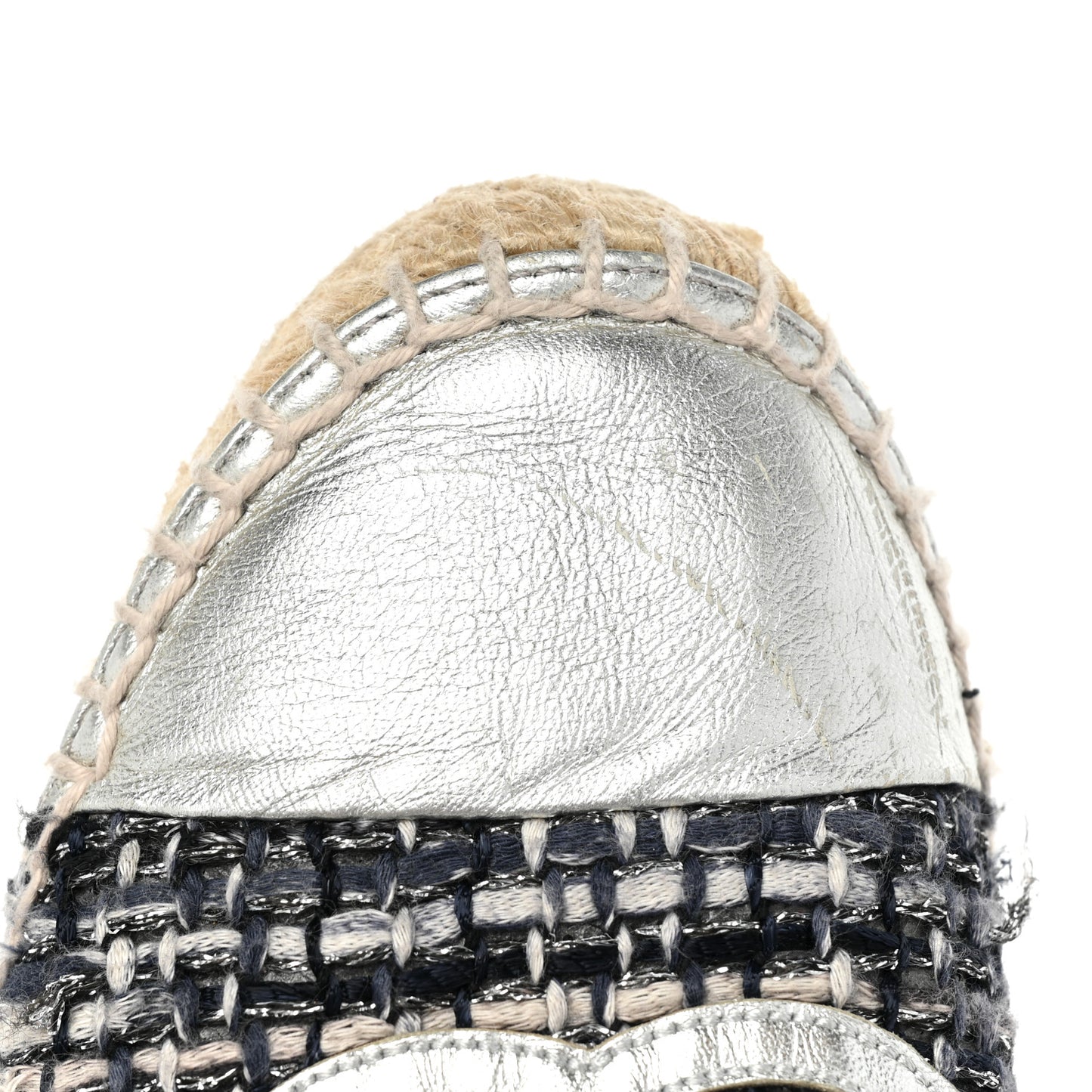 Metallic Tweed Lambskin CC Espadrilles 38 Black Silver
