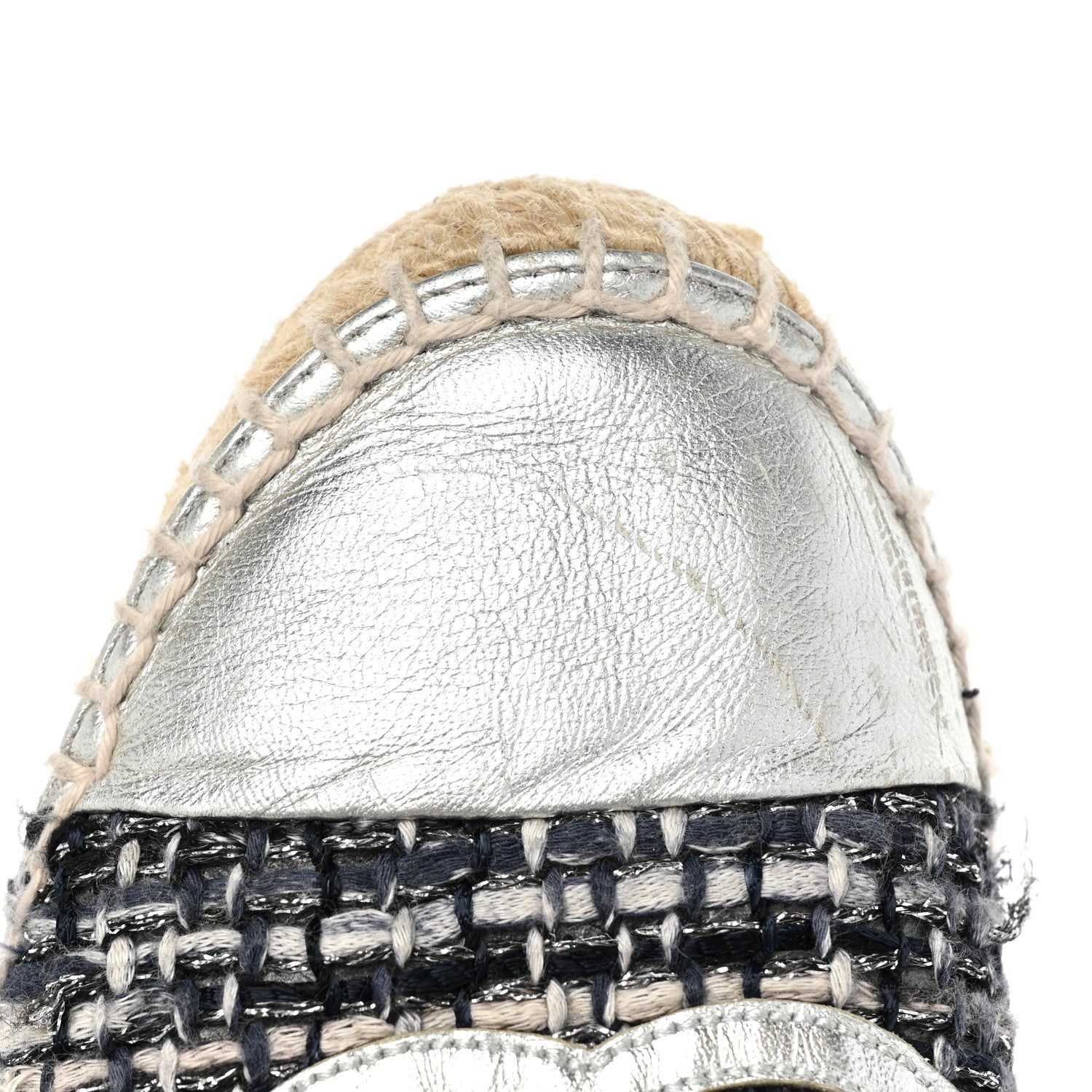 Chanel Metallic Tweed Lambskin CC Espadrilles 38 Black Silver 13 of 15