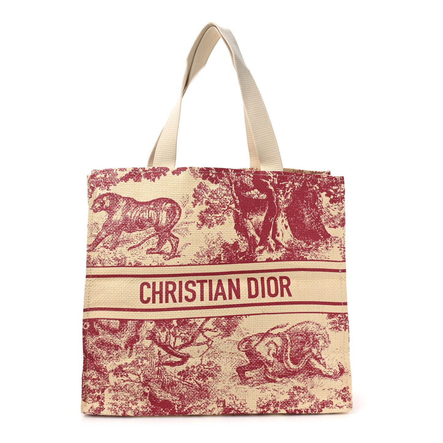 Straw Dioriviera Tote Red