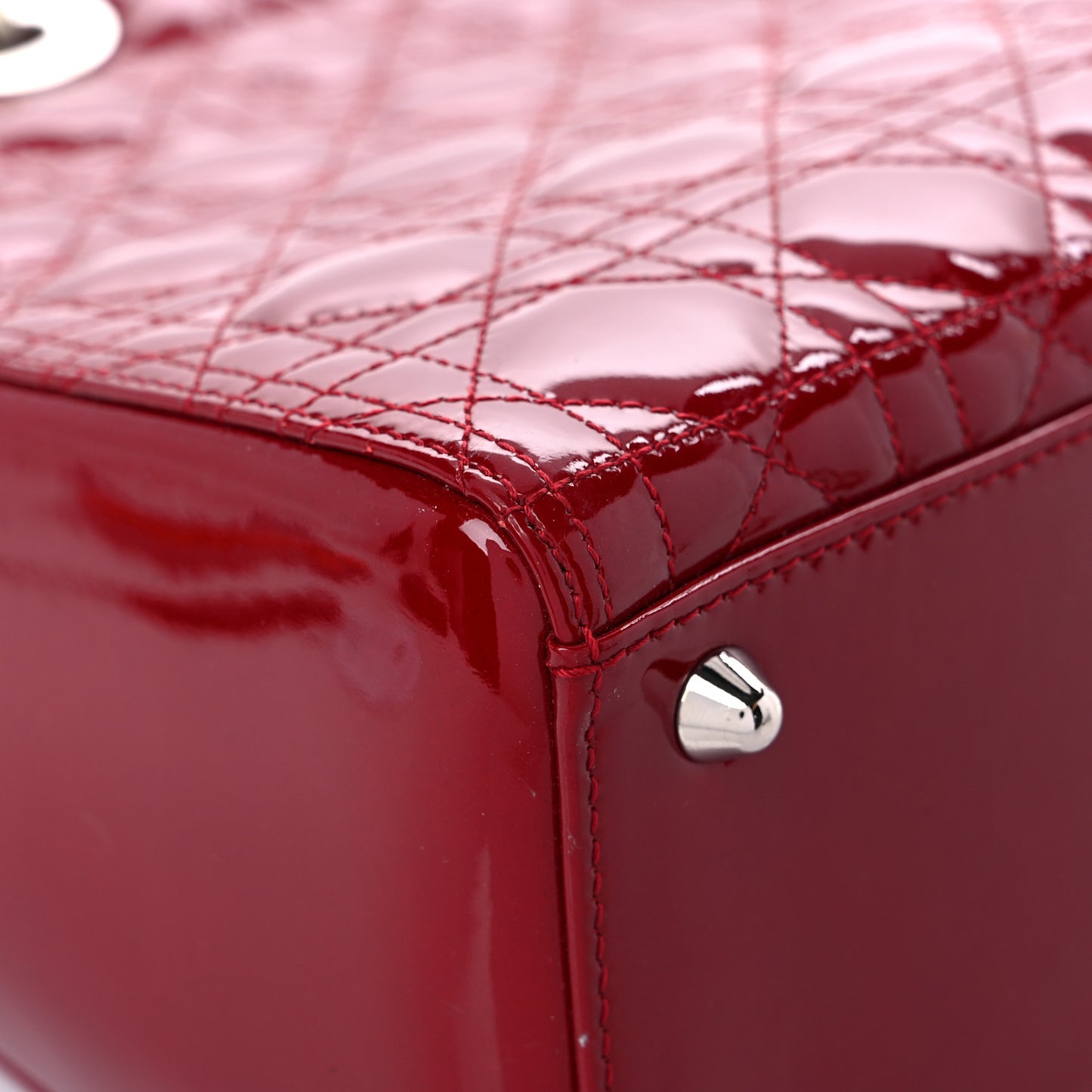 Patent Cannage Large Lady Dior Red