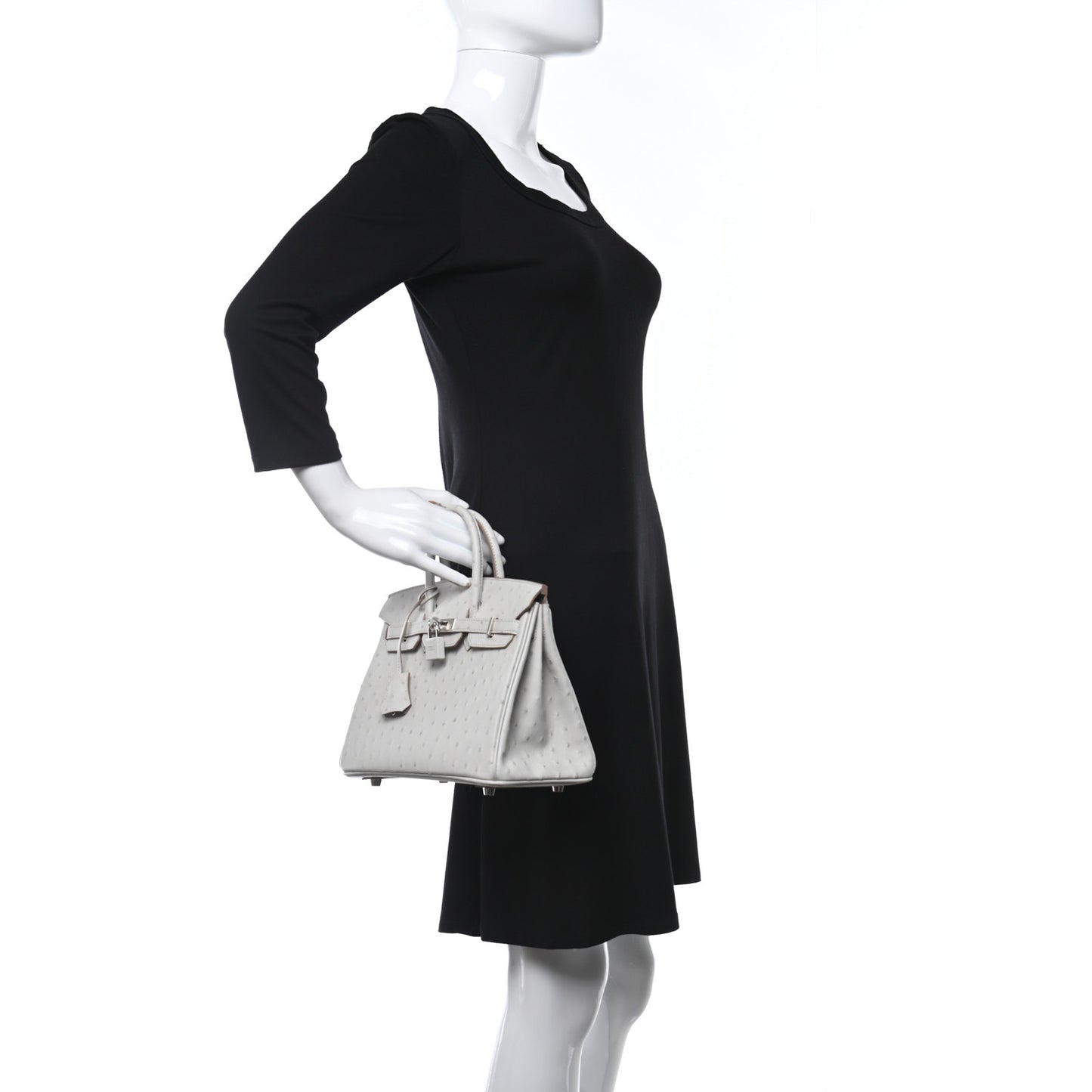 Ostrich Birkin 25 Gris Perle