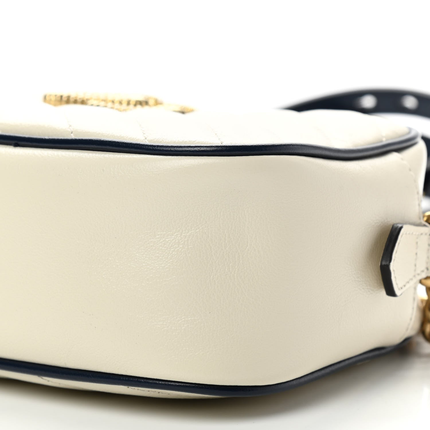 Gucci Vintage Effect Calfskin Matelasse Diagonal Small Torchon GG Marmont Chain Shoulder Bag Mystic White Blue Agata 10 of 10