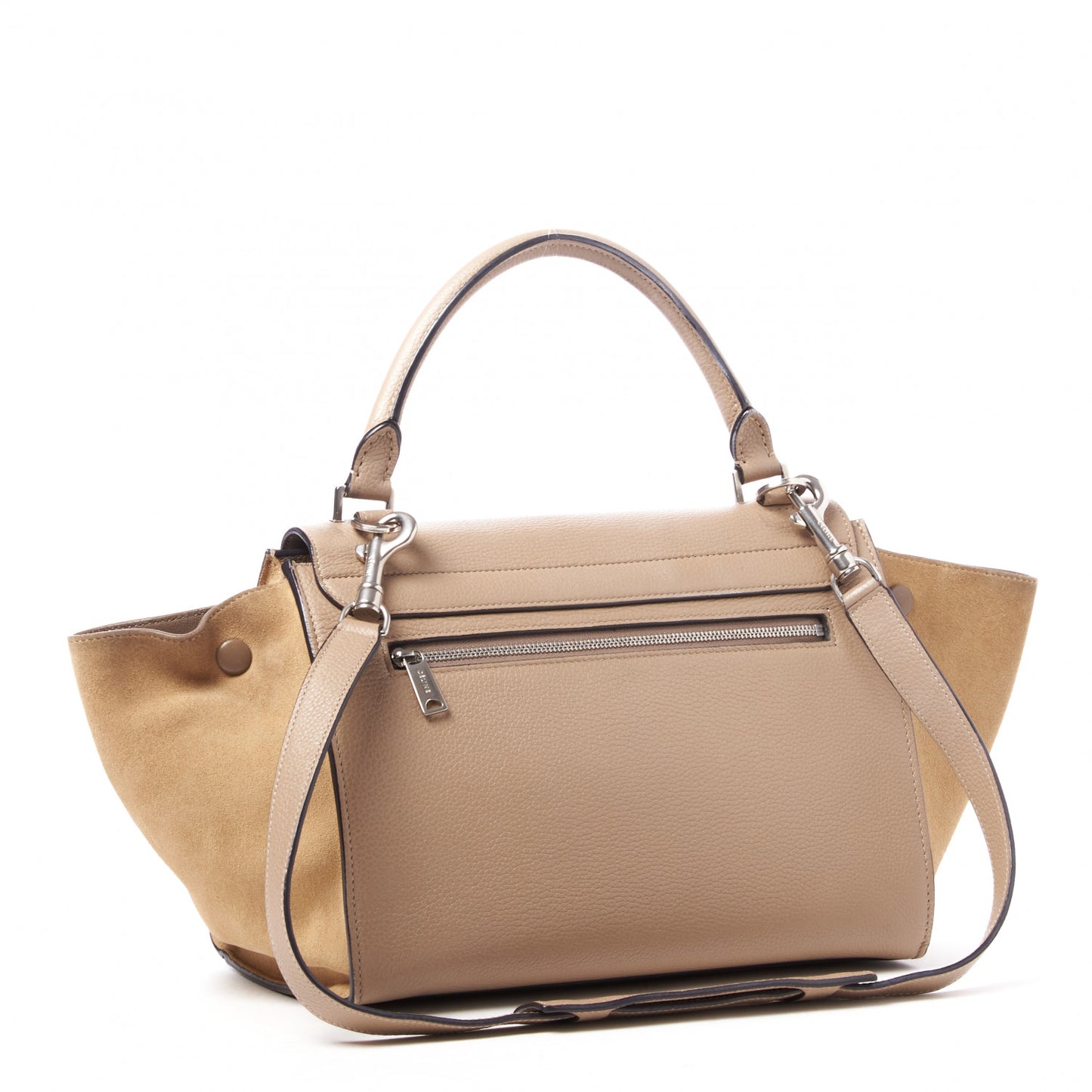 Drummed Calfskin Suede Medium Trapeze Dune