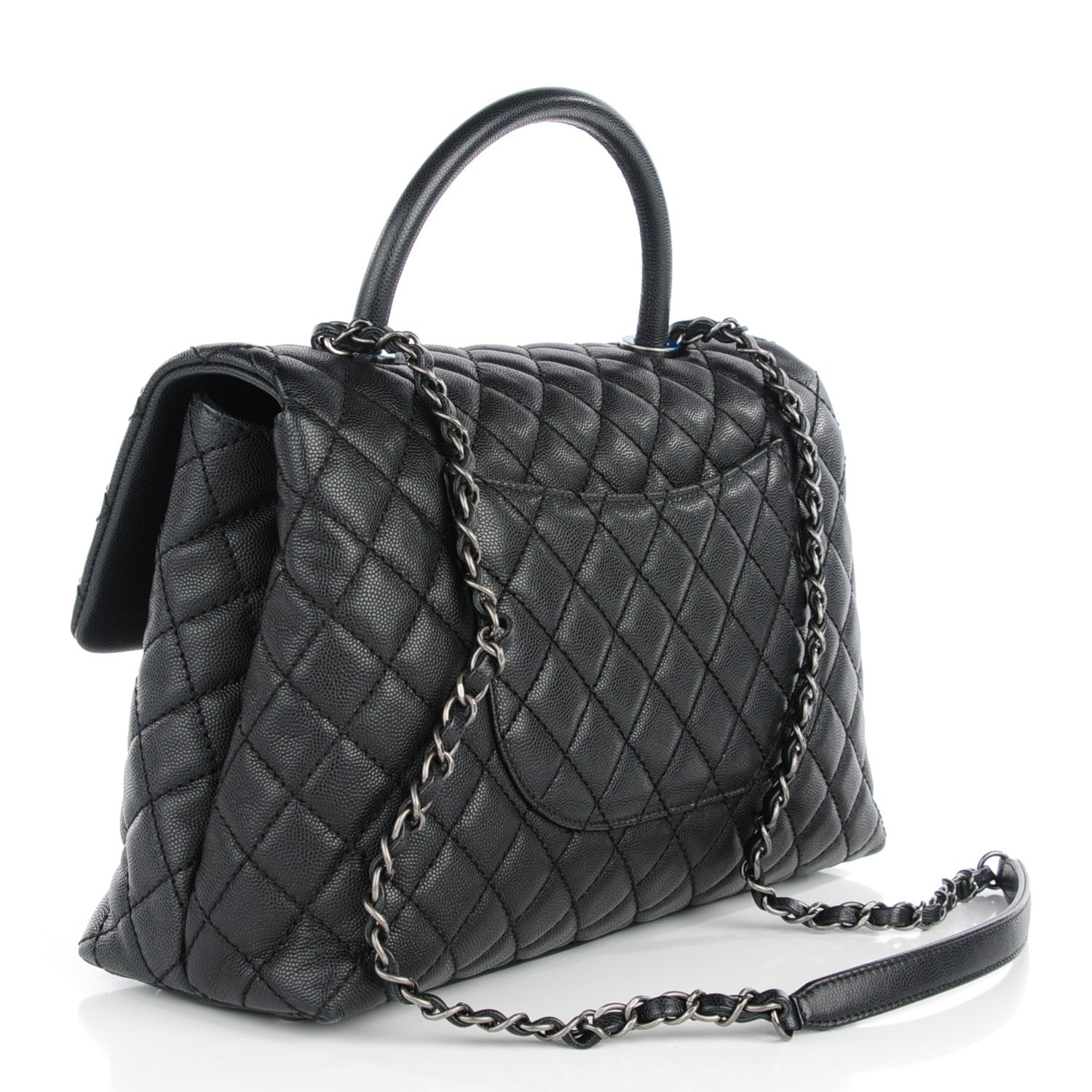 Chanel Caviar Quilted Medium Coco Handle Flap Black 3 of 8