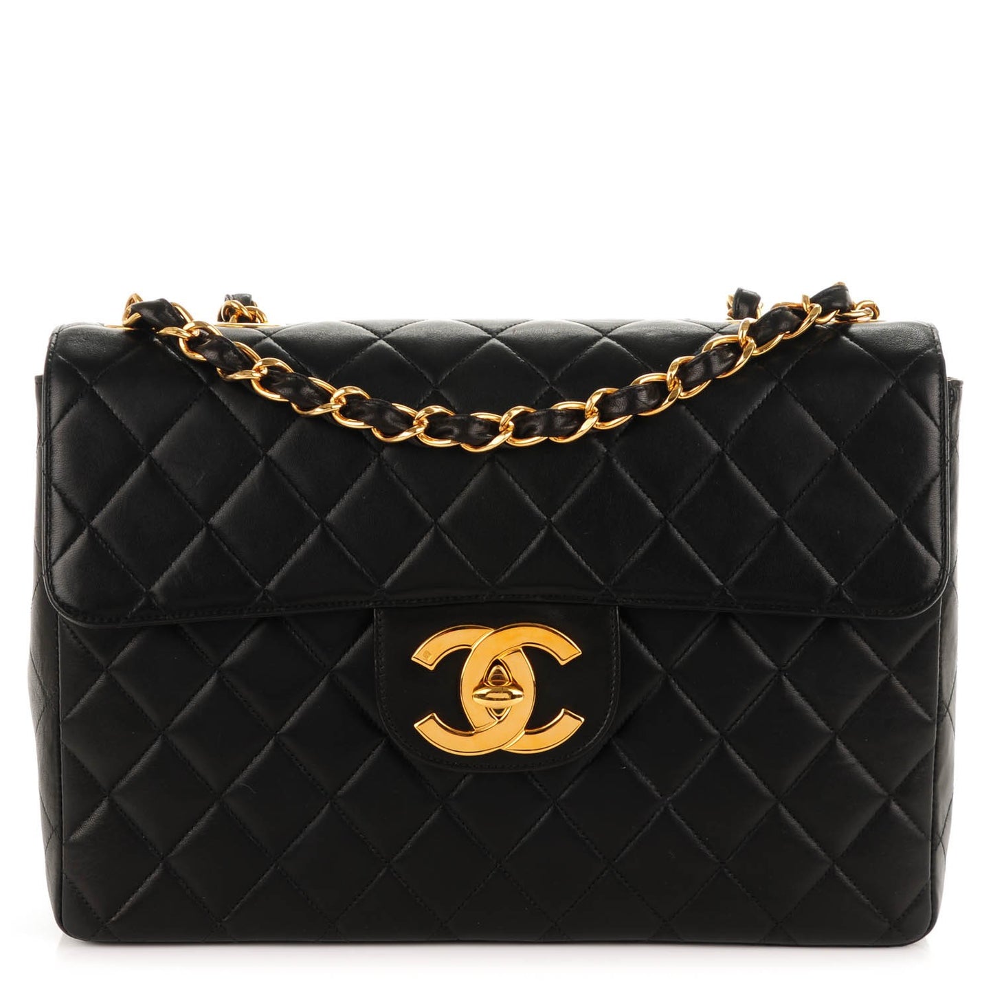 Lambskin Quilted Jumbo Flap Black