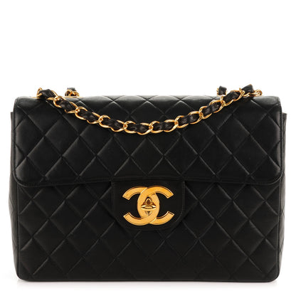 Chanel Lambskin Quilted Jumbo Flap Black 1 of 9