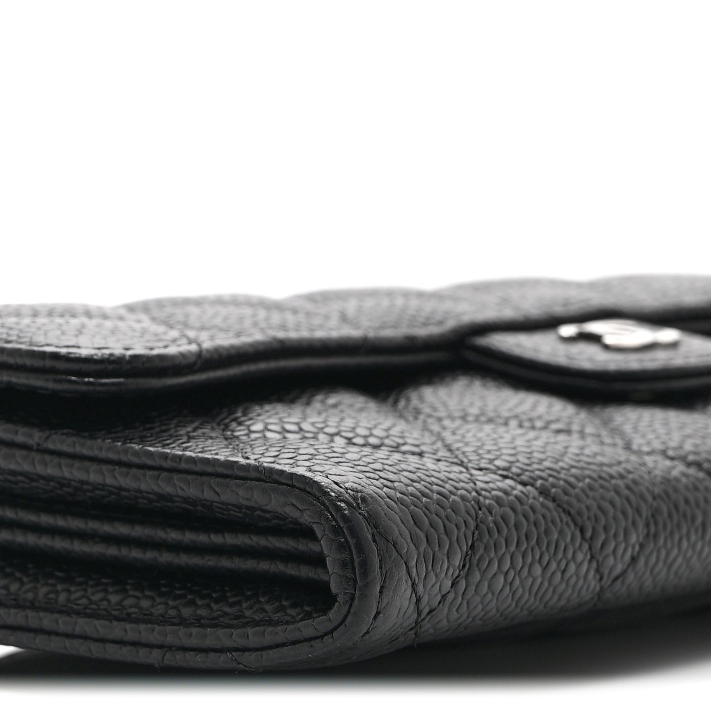 Caviar Quilted Large Gusset Flap Wallet Black