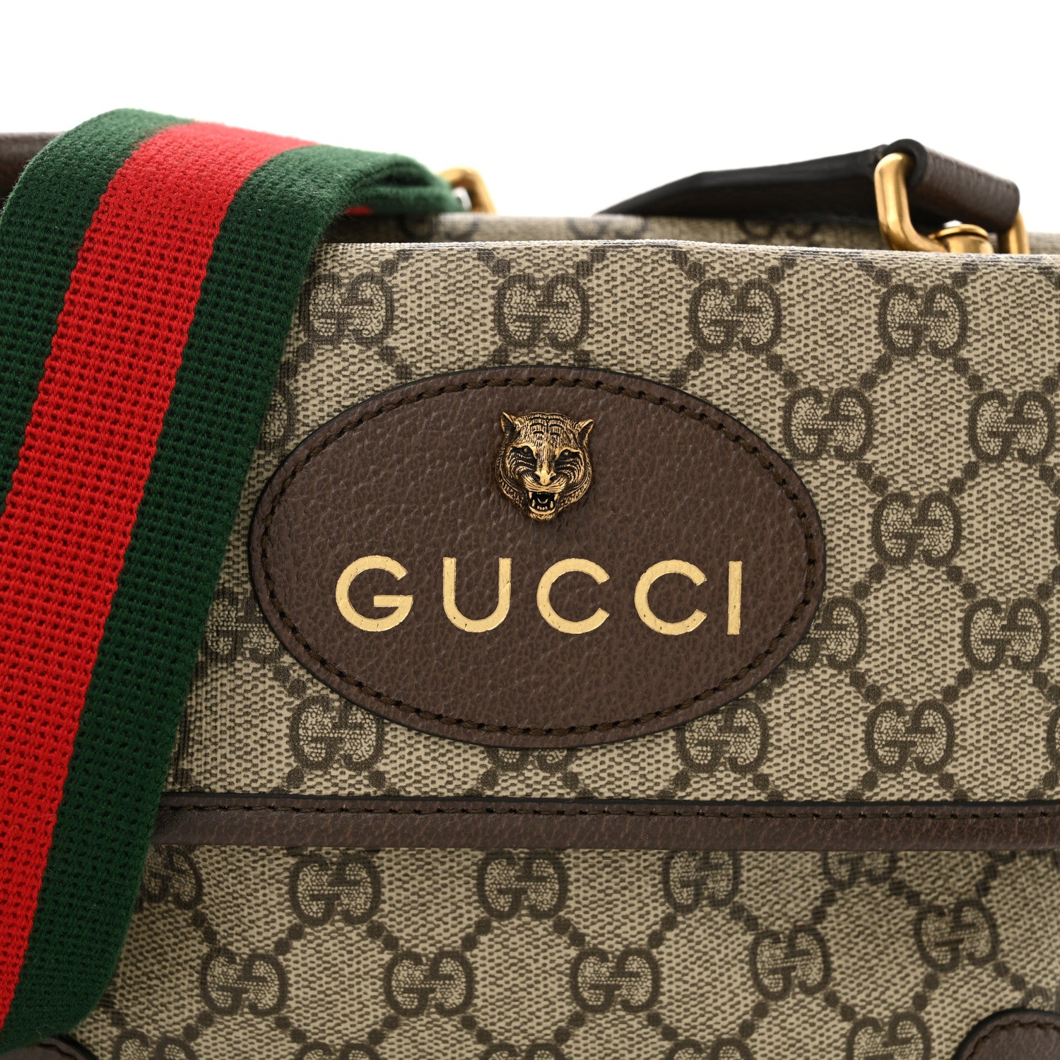 Gucci GG Supreme Monogram Web Small Neo Vintage Double Flap Messenger Bag Beige New Acero 8 of 12