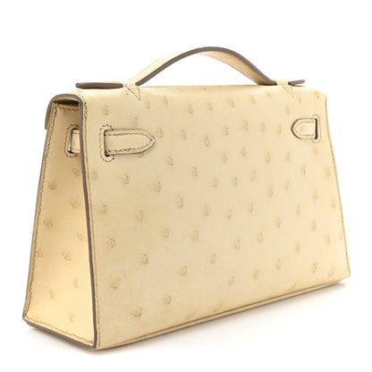 Hermes Ostrich Kelly Pochette Clutch Beton 4 of 16