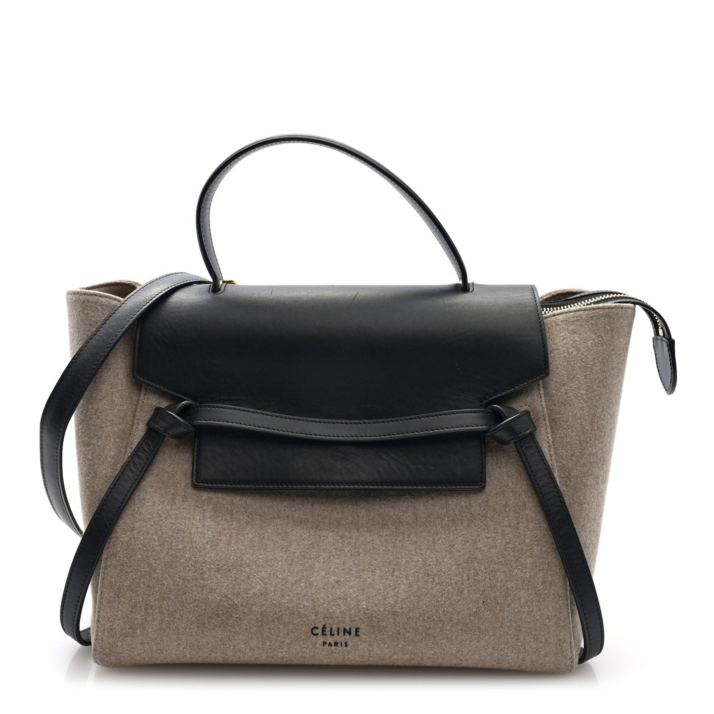 Felt Smooth Calfskin Mini Belt Bag Beige