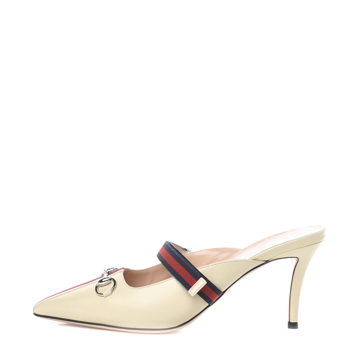 Malaga Kid Sylvie Web Cross Strap Mid-Heel Slides 39 Vintage White