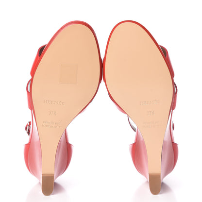 Hermes Calfskin Legend Wedge Sandals 37.5 Pavot 5 of 9