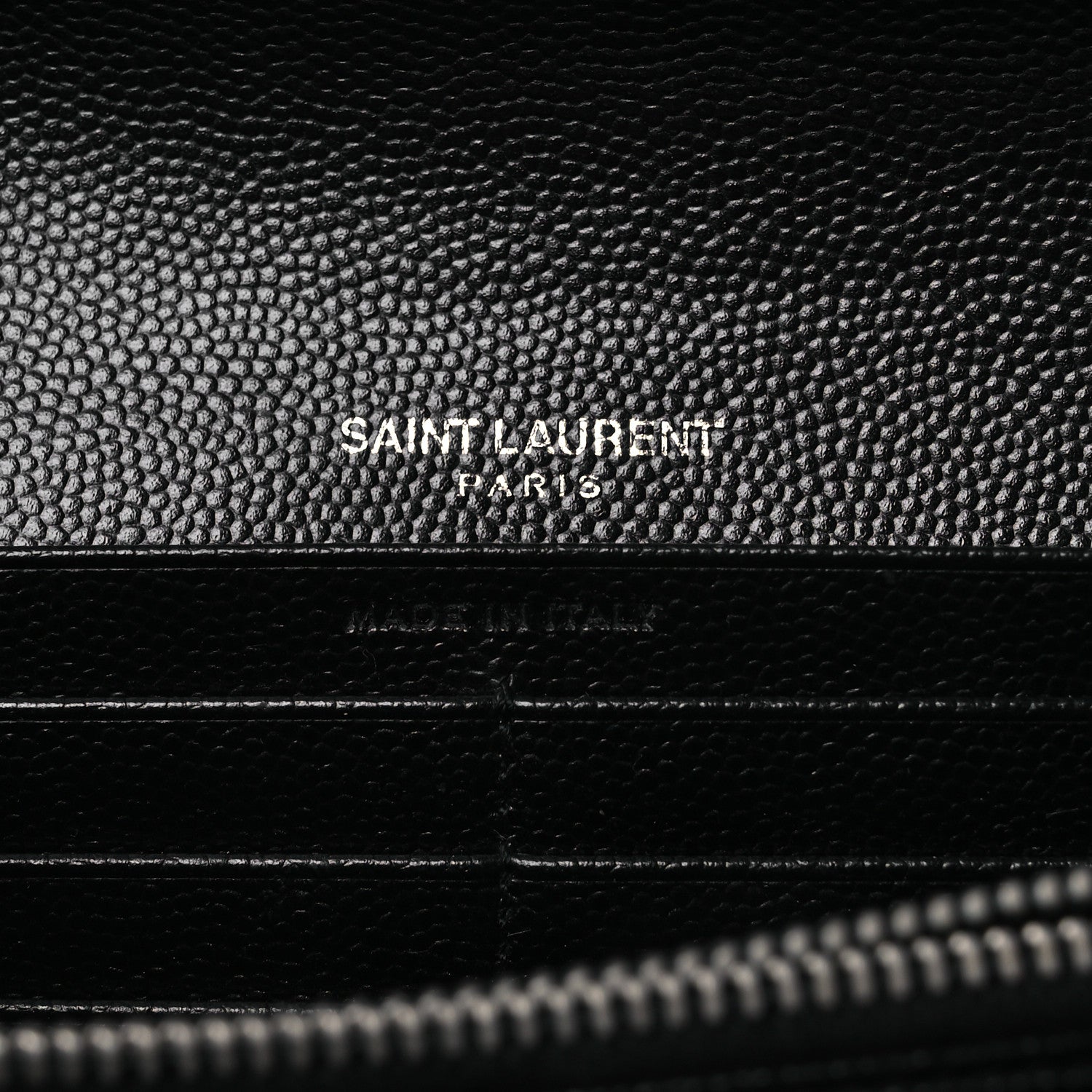Saint Laurent Grain De Poudre Matelasse Chevron Monogram Flap Wallet Black 10 of 16