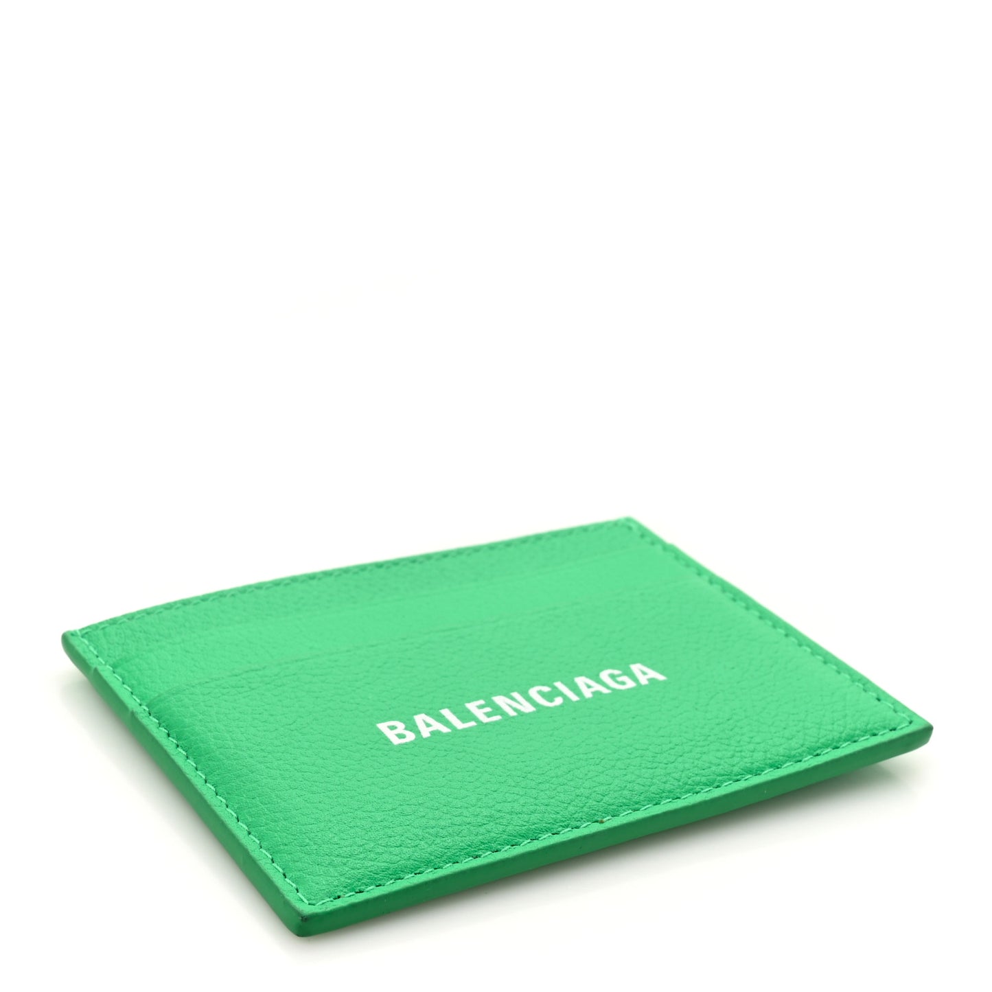 Grained Calfskin Logo Cash Card Holder Green White