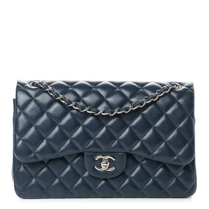 Chanel Caviar Quilted Jumbo Double Flap Navy Blue 1 of 12