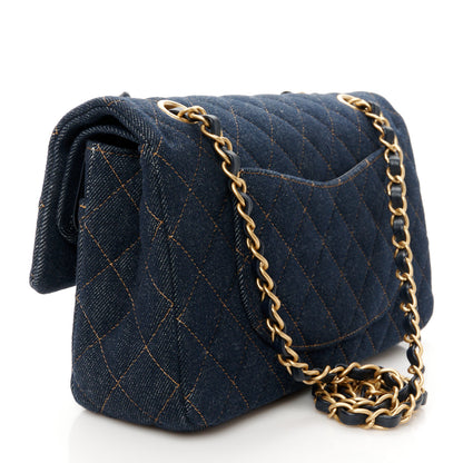 Chanel Denim Quilted Medium Double Flap Dark Blue 3 of 11