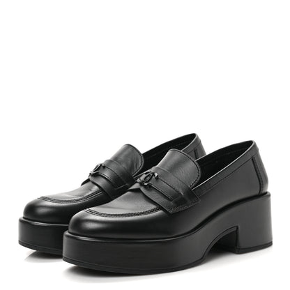 Chanel Calfskin CC Platform Loafers 38 Black 2 of 8
