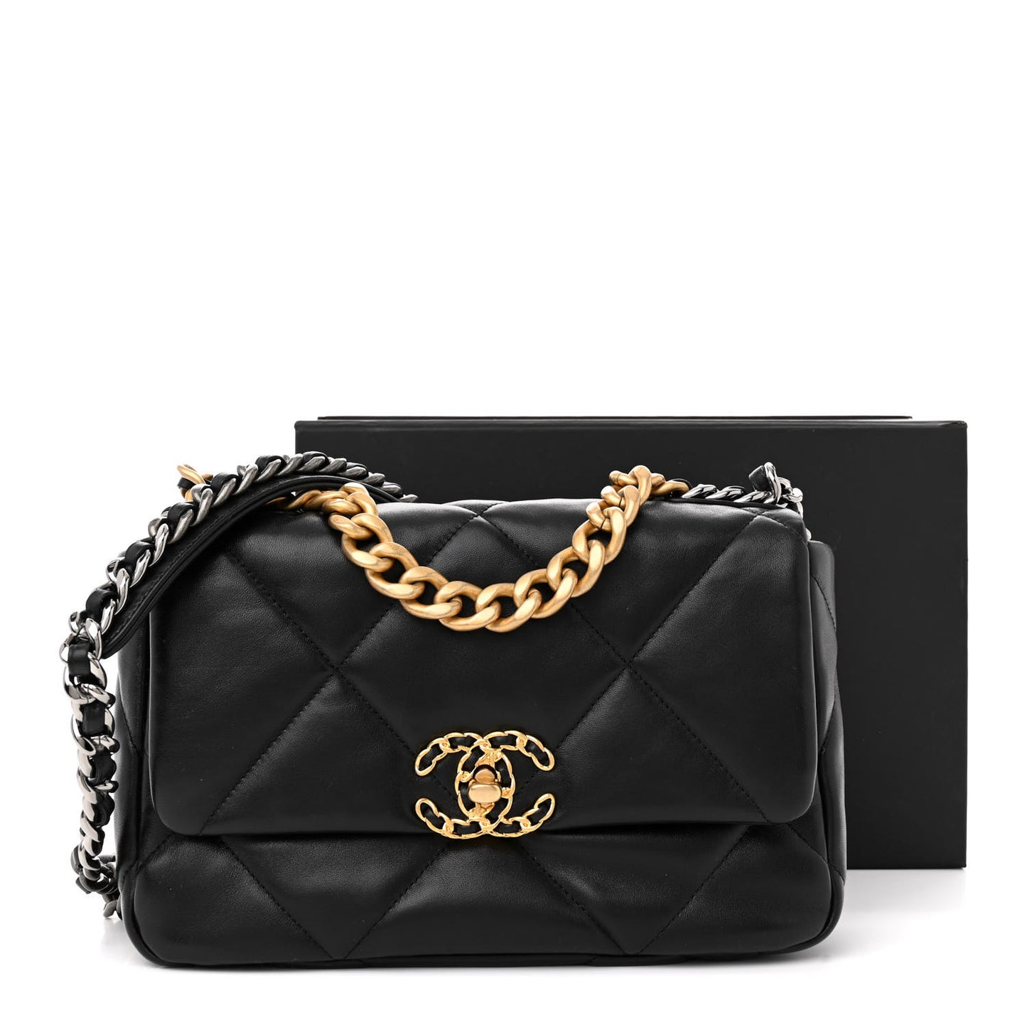 Lambskin Quilted Medium Chanel 19 Flap Black