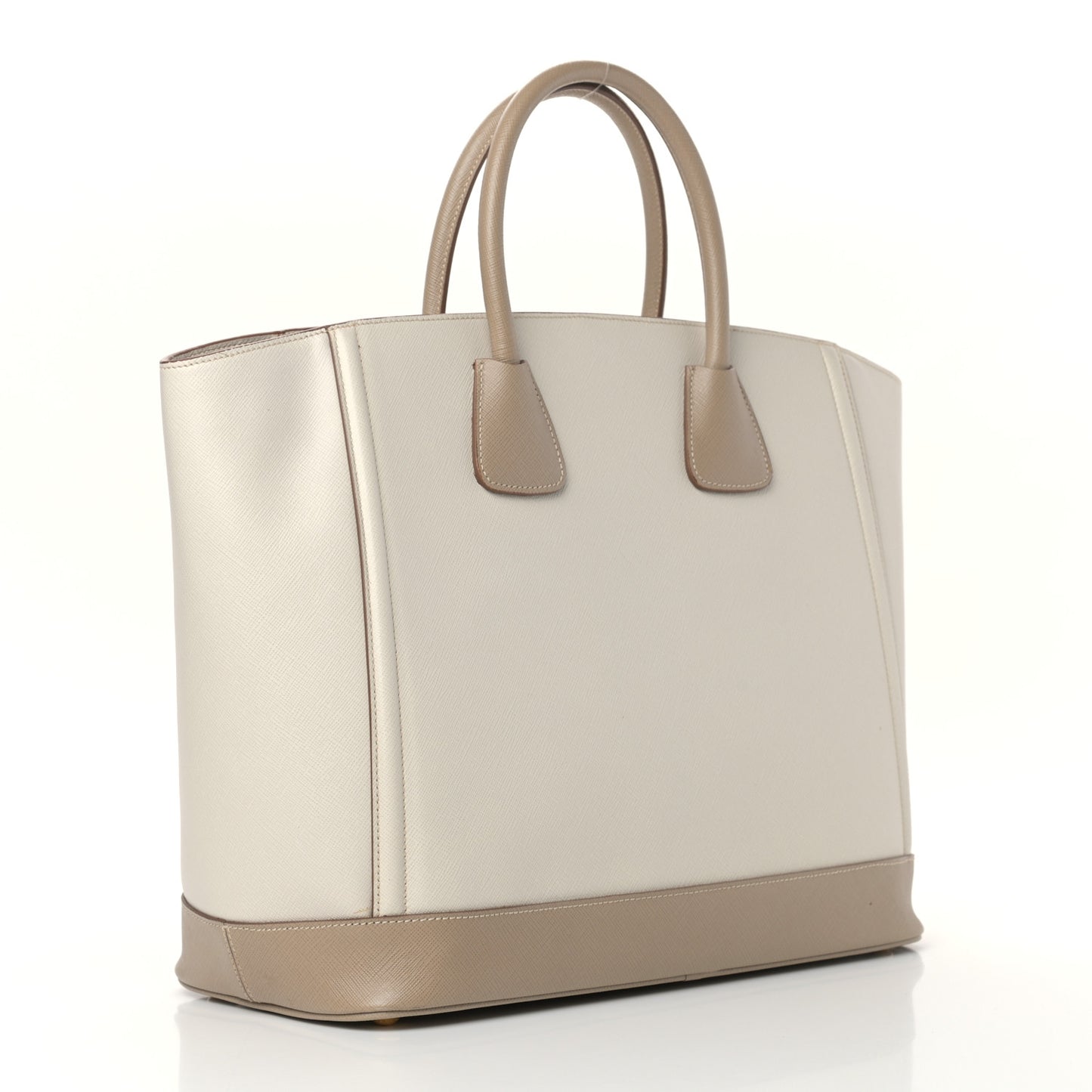 Saffiano Lux Bi-Color Tote Talco Visone