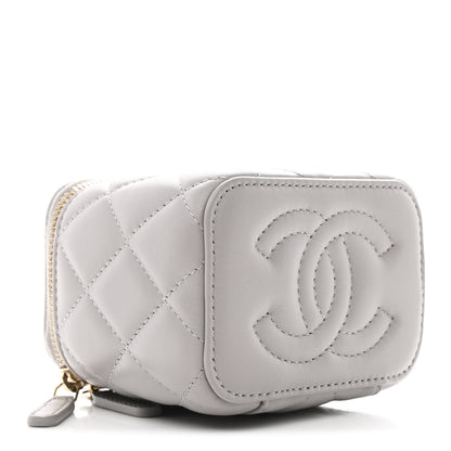 Chanel Lambskin Quilted Pearl Crush Mini Vanity Case With Chain Grey 4 of 10