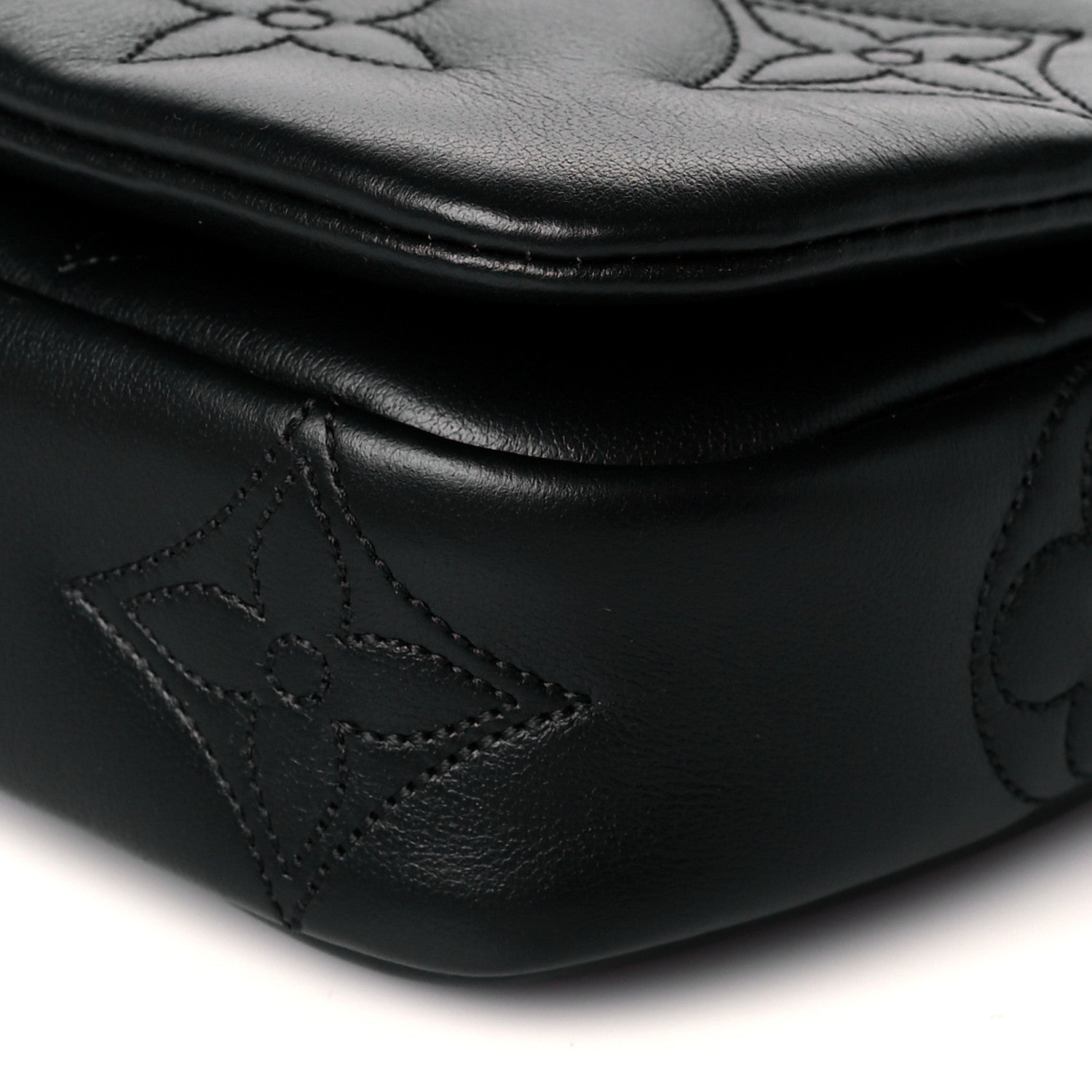 Louis Vuitton Calfskin Bubblegram Wallet On Strap Black 9 of 10