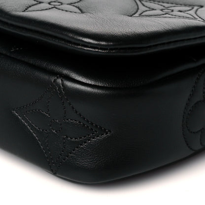 Louis Vuitton Calfskin Bubblegram Wallet On Strap Black 9 of 10