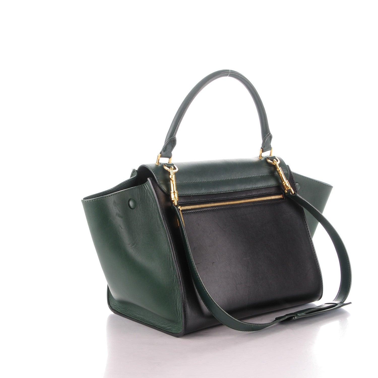 Celine Smooth Calfskin Medium Bi-Color Trapeze Bottle Green 3 of 9
