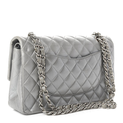 Chanel Metallic Lambskin Quilted Medium Double Flap Silver 3 of 10