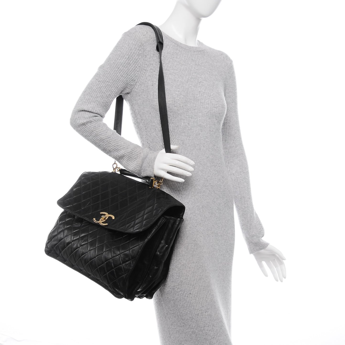 Lambskin Quilted Briefcase Laptop Bag Black