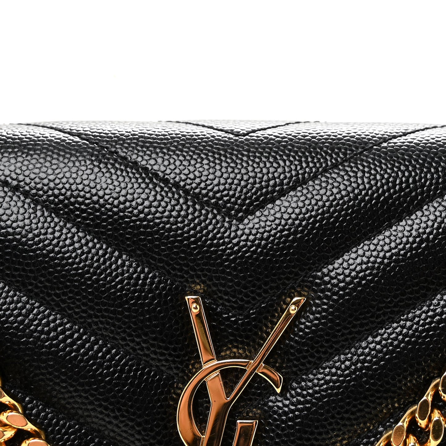 Grain De Poudre Matelasse Chevron Monogram Chain Wallet Black