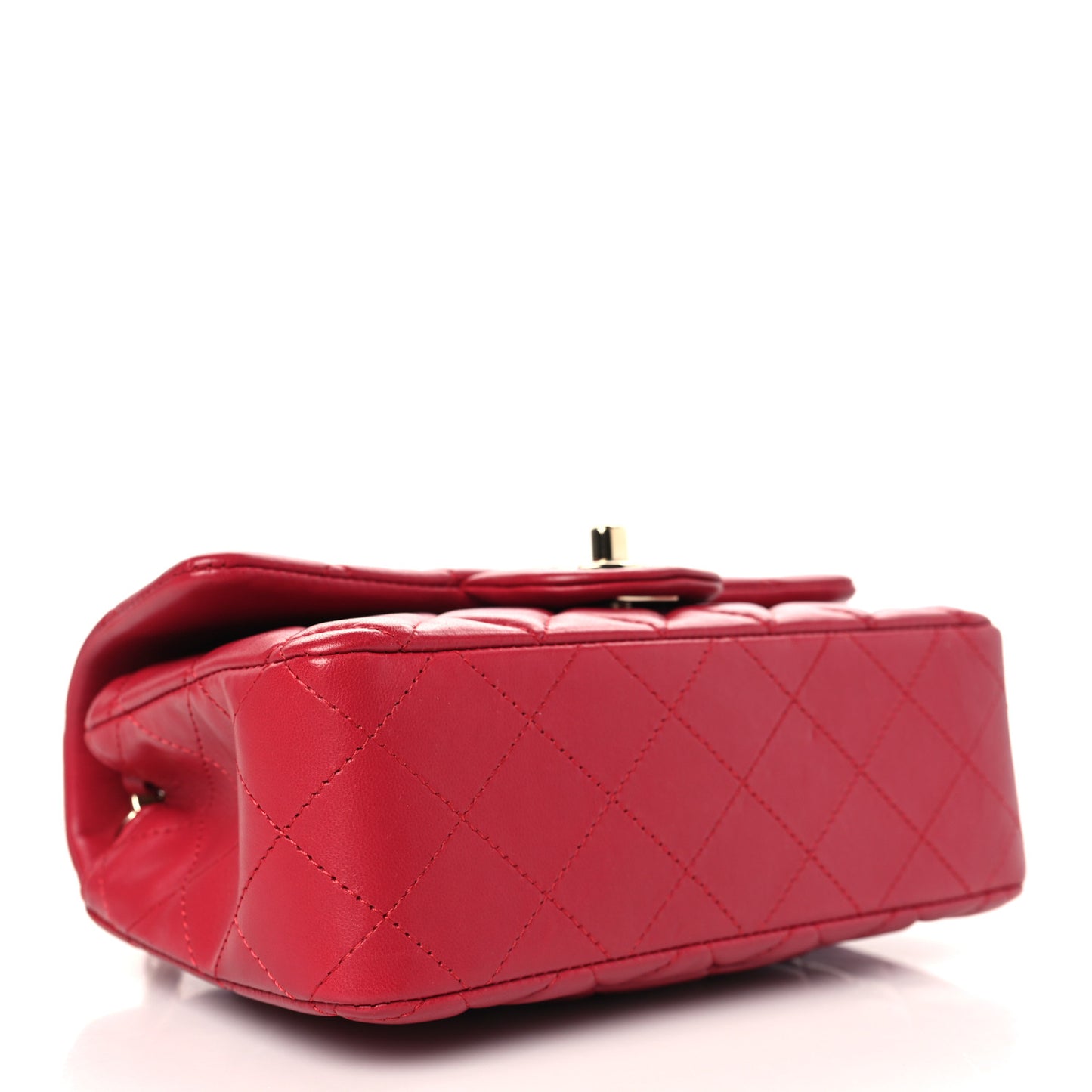 Lambskin Quilted Mini Rectangular Flap Red