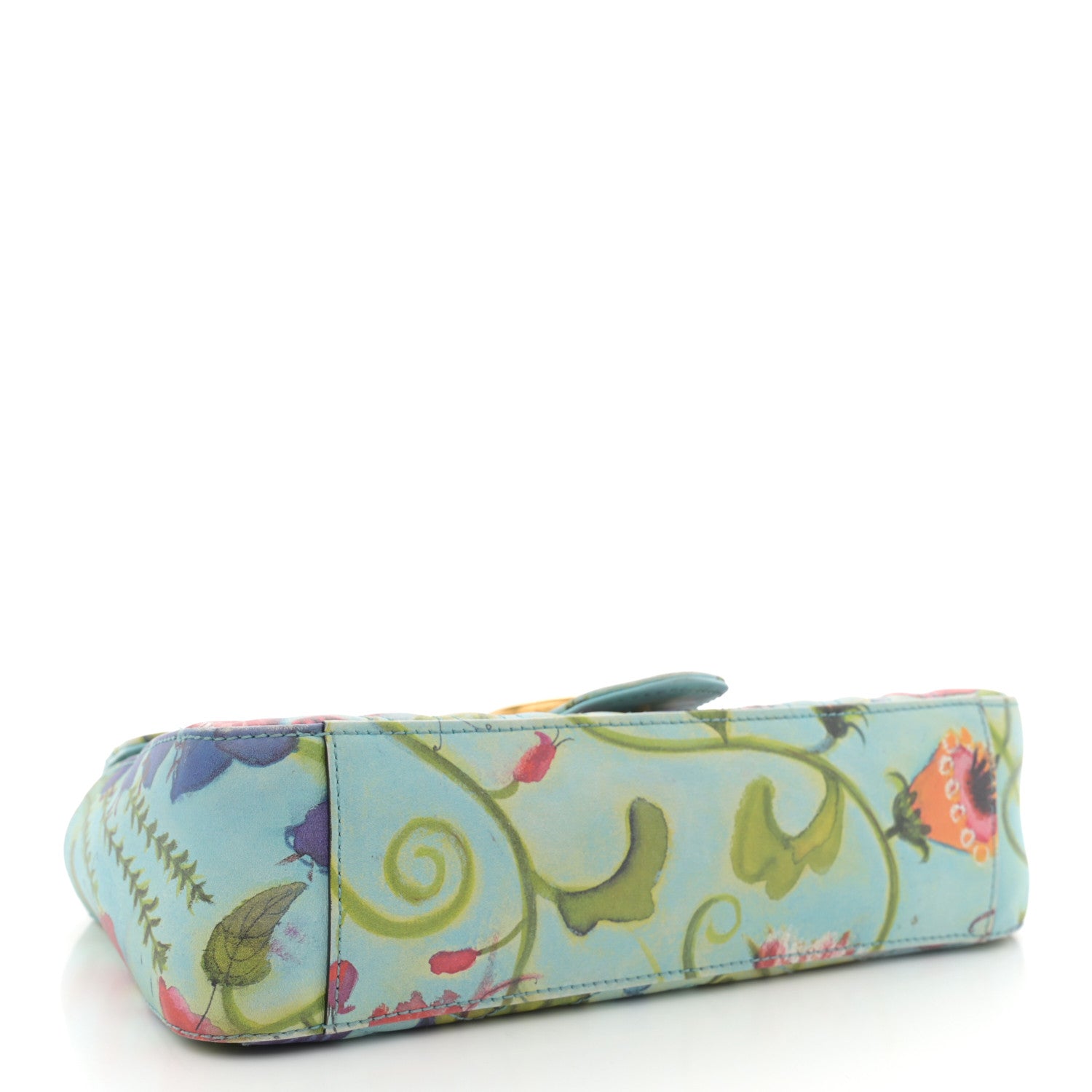 Gucci X UNSKILLED WORKER Calfskin Matelasse Flora Painted Small GG Marmont Shoulder Bag Cloudy Blue Multicolor 4 of 16