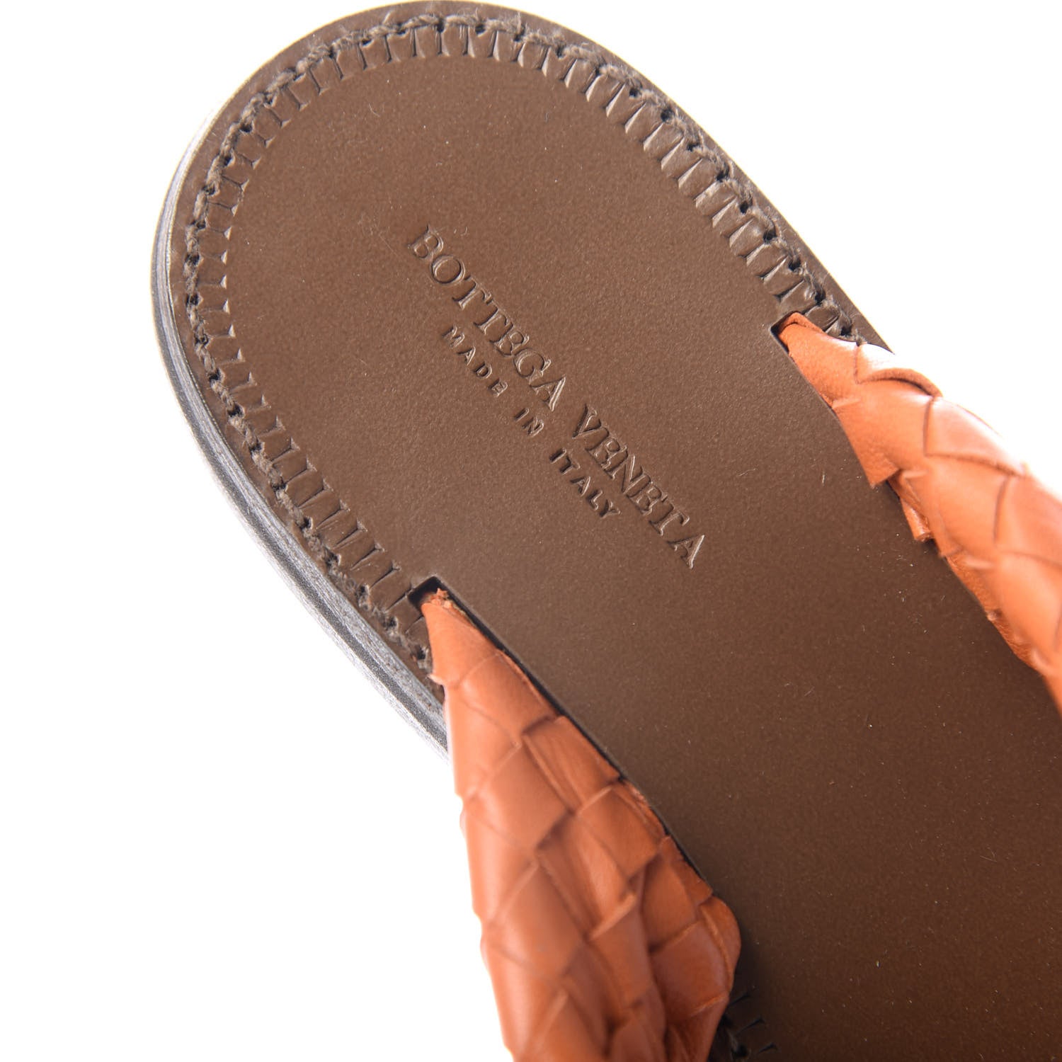 Bottega Veneta Nappa Intrecciato Thong Flat Sandals 37 Ebano Orange 9 of 10