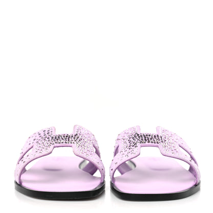 Hermes Suede Goatskin Crystal Oran Sandals 37 Violet Amethyste 2 of 9